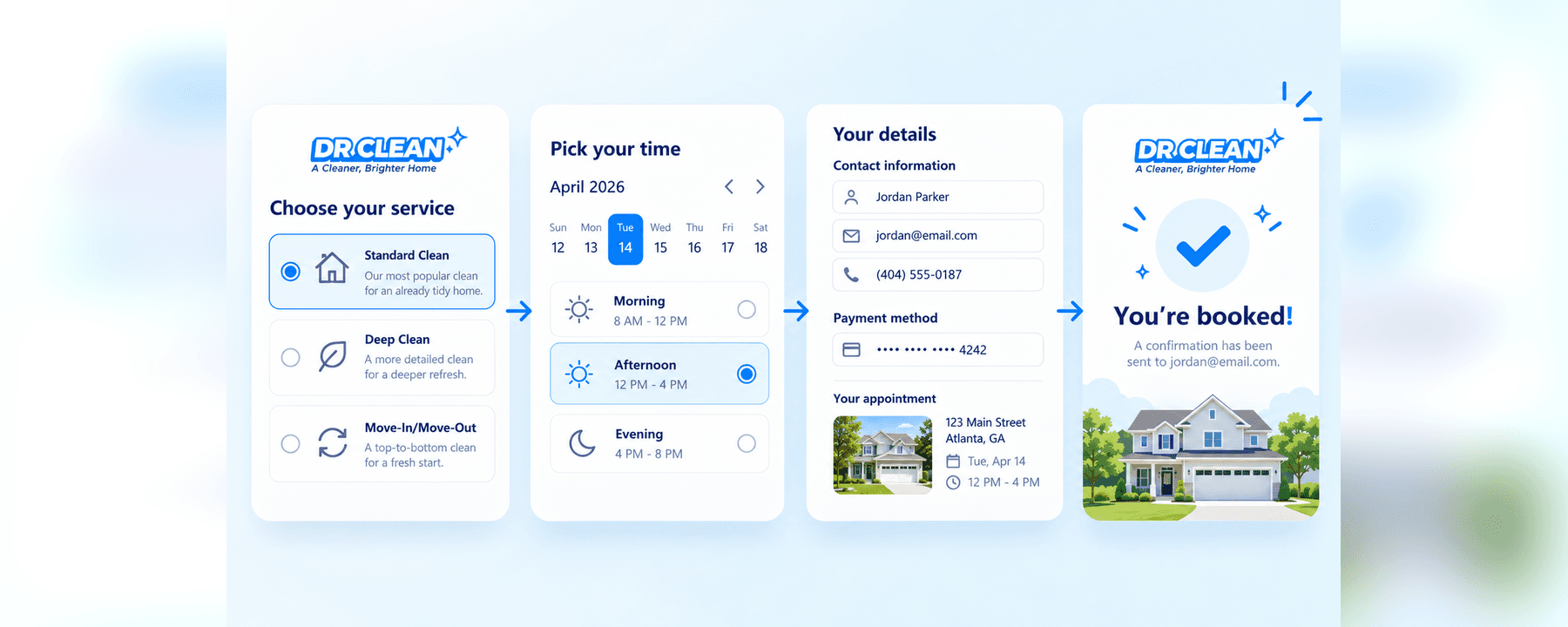 Dr Clean online booking walkthrough